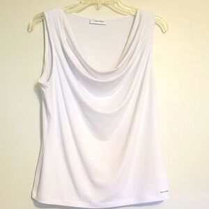 Calvin Klein White Draped Tank Top